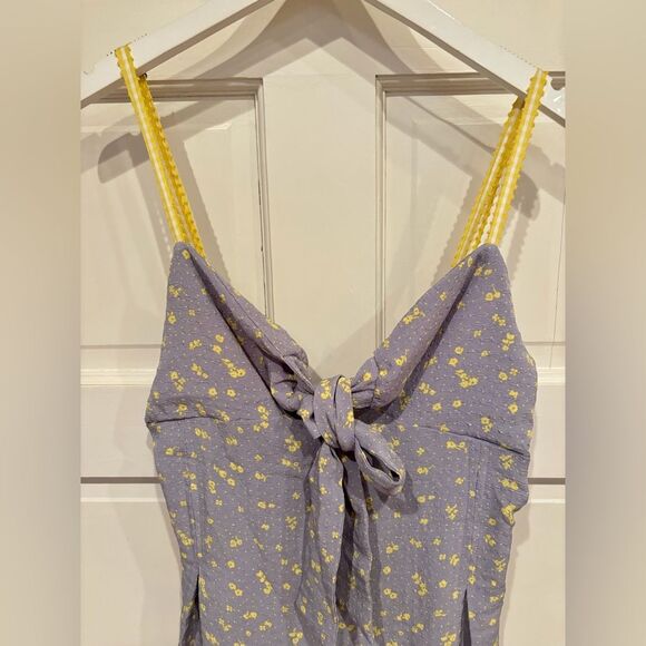 NWT Free People Coming Home Playsuit Romper Sky Blue Yellow Combo - Picture 6 of 7